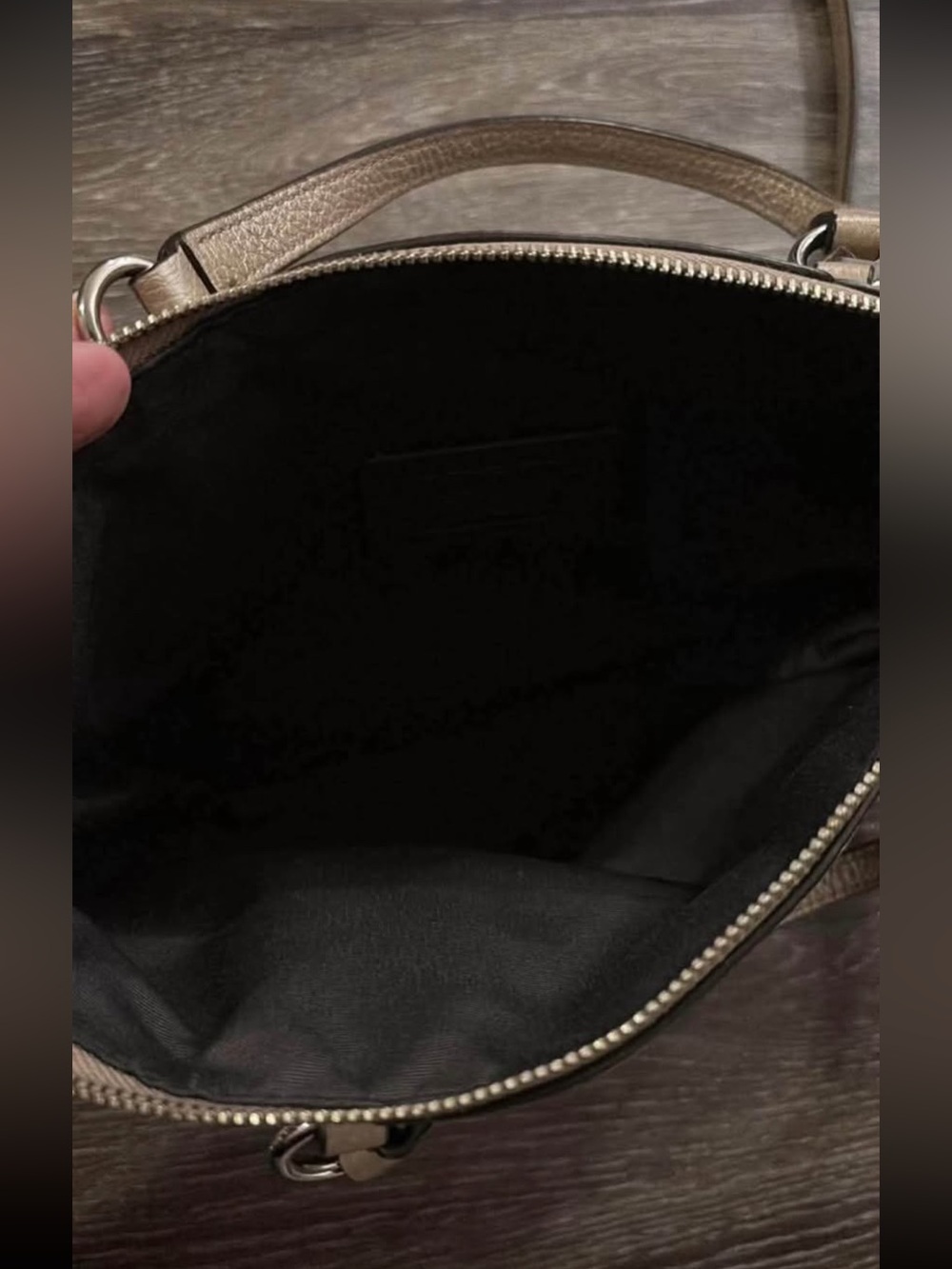 Coach Gold Metallic/Champagne Pebbled Leather Crossbody/Shoulder Bag - Picture 5 of 6